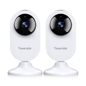 2pc Tovendor Mini Smart Home Camera, 1080P 2.4G WiFi Security Camera Wide Angle Nanny Baby Pet Monitor with Two Way Audio, Cloud Storage, Night Vision, Motion Detection