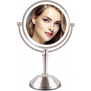 Tovendor 8 inches Makeup Mirror with Lights and Magnification, Double Sided 1X 10X Magnifying Vanity Mirror with 3 Color Lighting