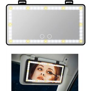 Tovendor Car Visor Lighted Vanity Mirror - Tovendor Car Makeup Mirror with Lights 60 LED, Dimmable Sun Visor Mirror with Touch on Screen, Clip-on Vanity Mirror for Women