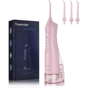 Tovendor Electric Water Flosser for Teeth Cleaning, 300ML Cordless Dental Oral Irrigator with 3 Modes 2 Tips for Family Oral Care, IPX7 Waterproof